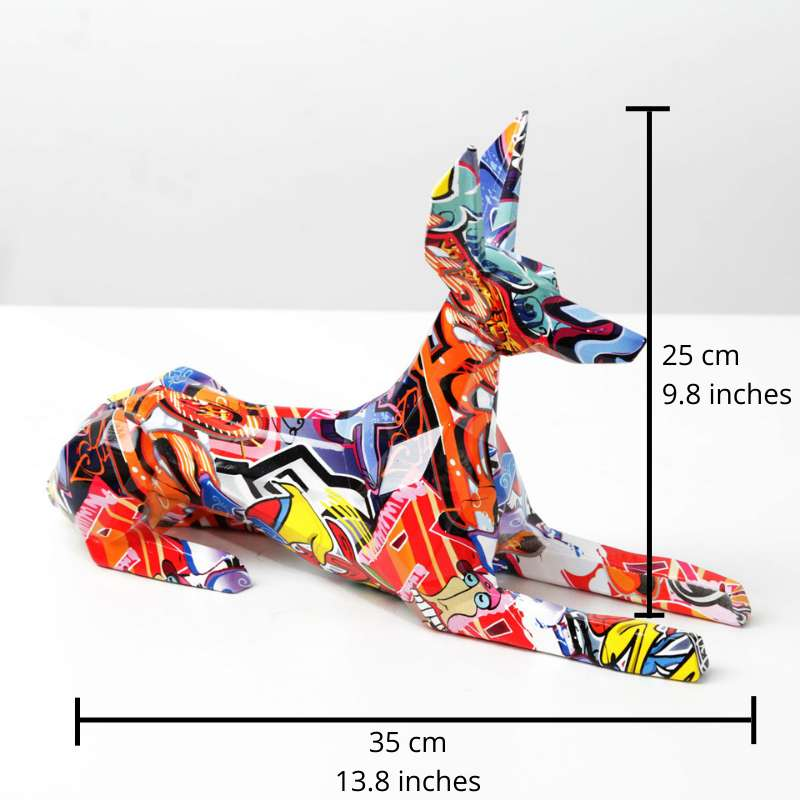 Doberman Pinscher Graffiti Painted Statue