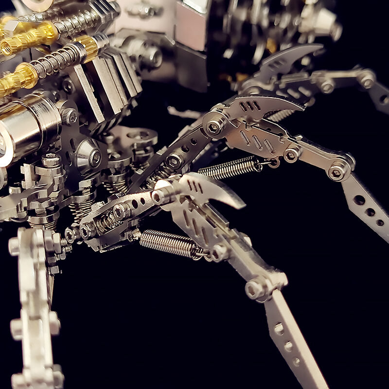 3D metal mechanical spider with colored lights rotatable puzzle model kit