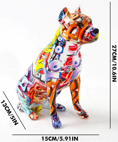 Staffordshire Terrier Graffiti Painted Statue