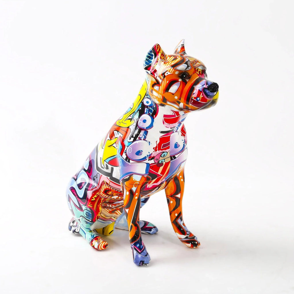 Staffordshire Terrier Graffiti Painted Statue