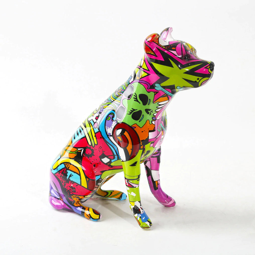 Staffordshire Terrier Graffiti Painted Statue