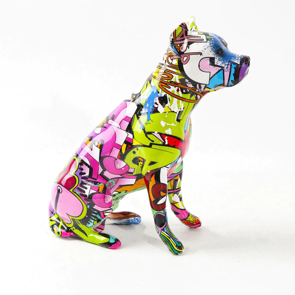 Staffordshire Terrier Graffiti Painted Statue