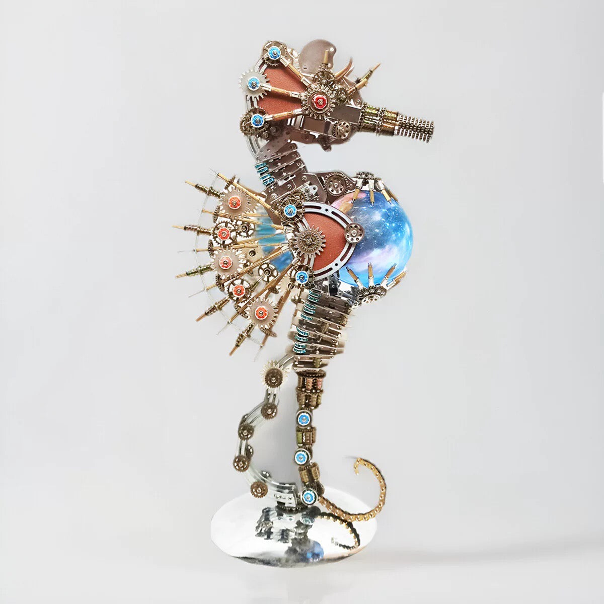 2100PCS Steampunk Seahorse Puzzle 3D DIY Model Kit with Planet Lights