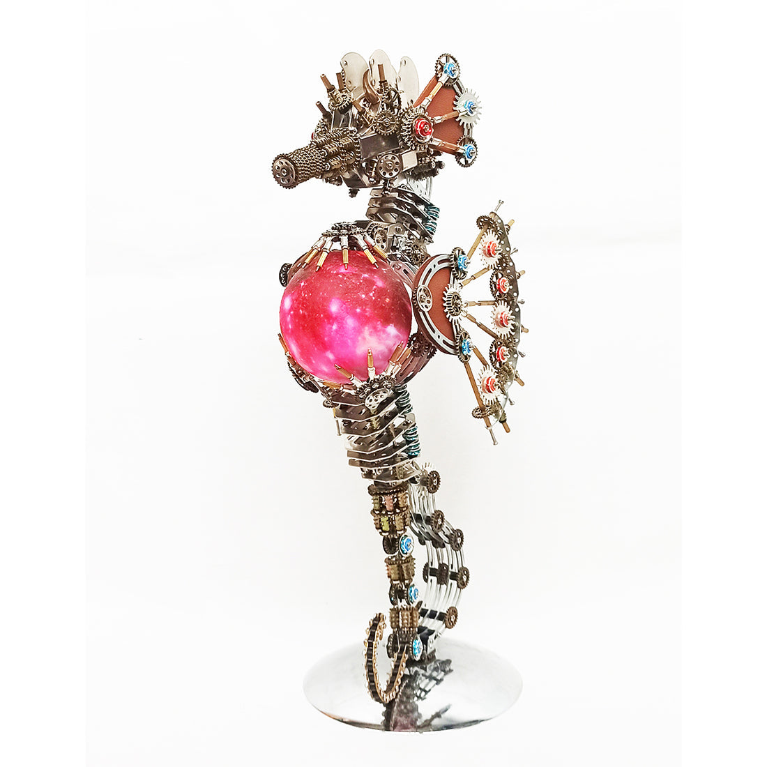 2100PCS Steampunk Seahorse Puzzle 3D DIY Model Kit with Planet Lights