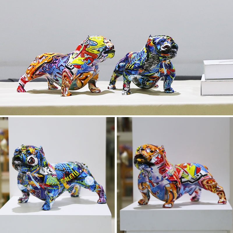 American Bully Graffiti Painted Statue