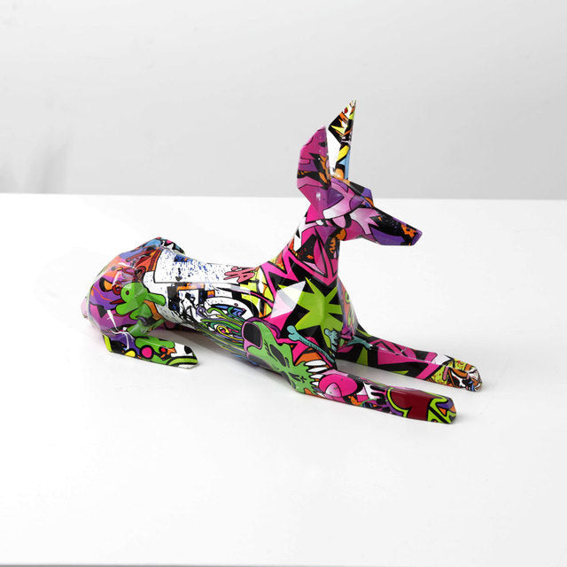 Doberman Pinscher Graffiti Painted Statue