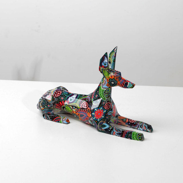 Doberman Pinscher Graffiti Painted Statue
